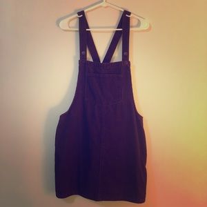 Maroon Corduroy Overalls Dress